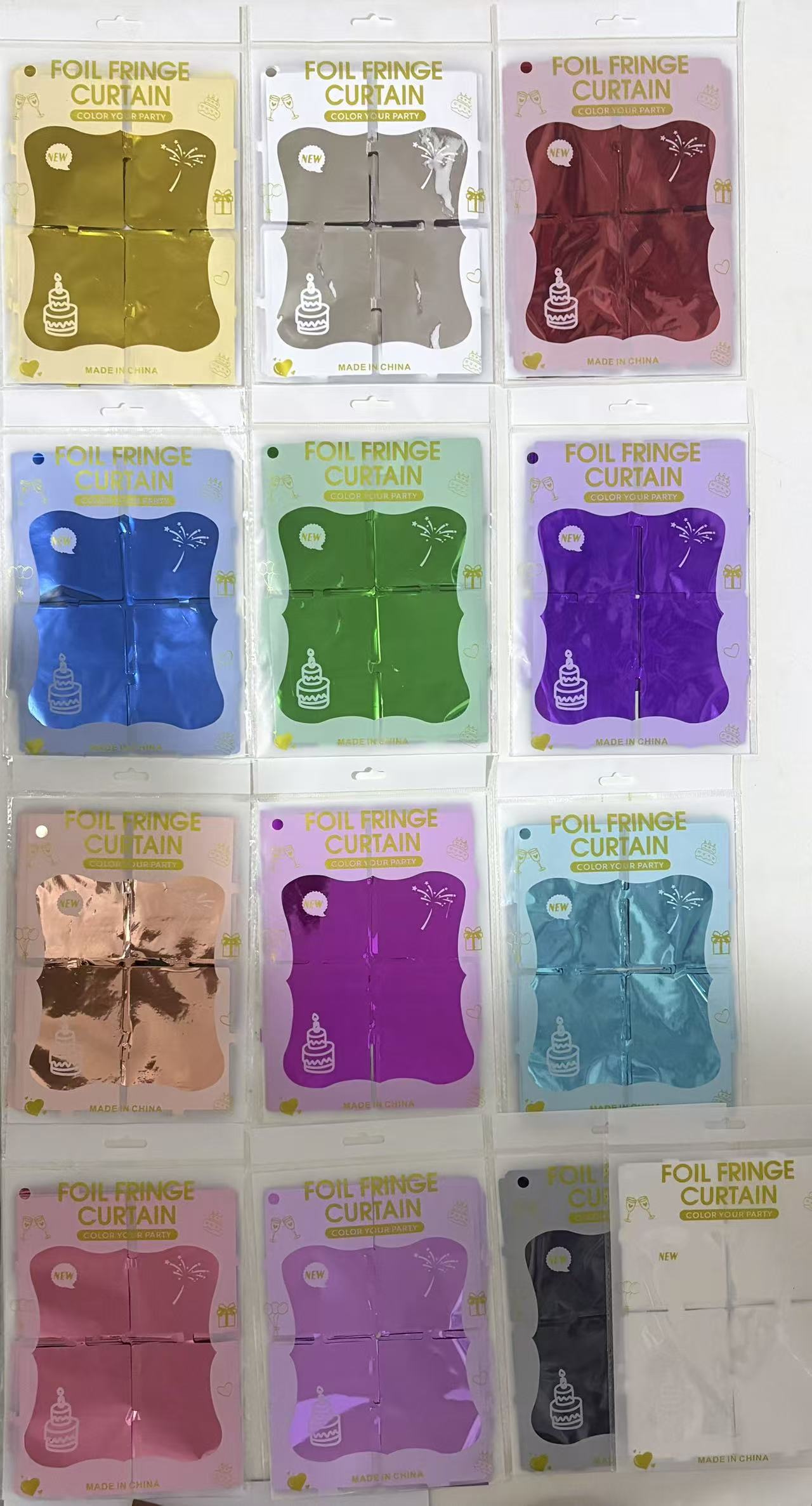 Foil curtain grid display color series