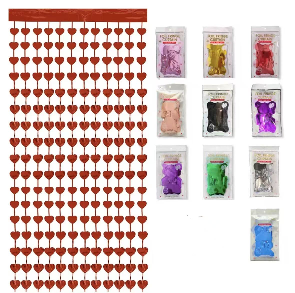 Heart foil rain curtain backdrop