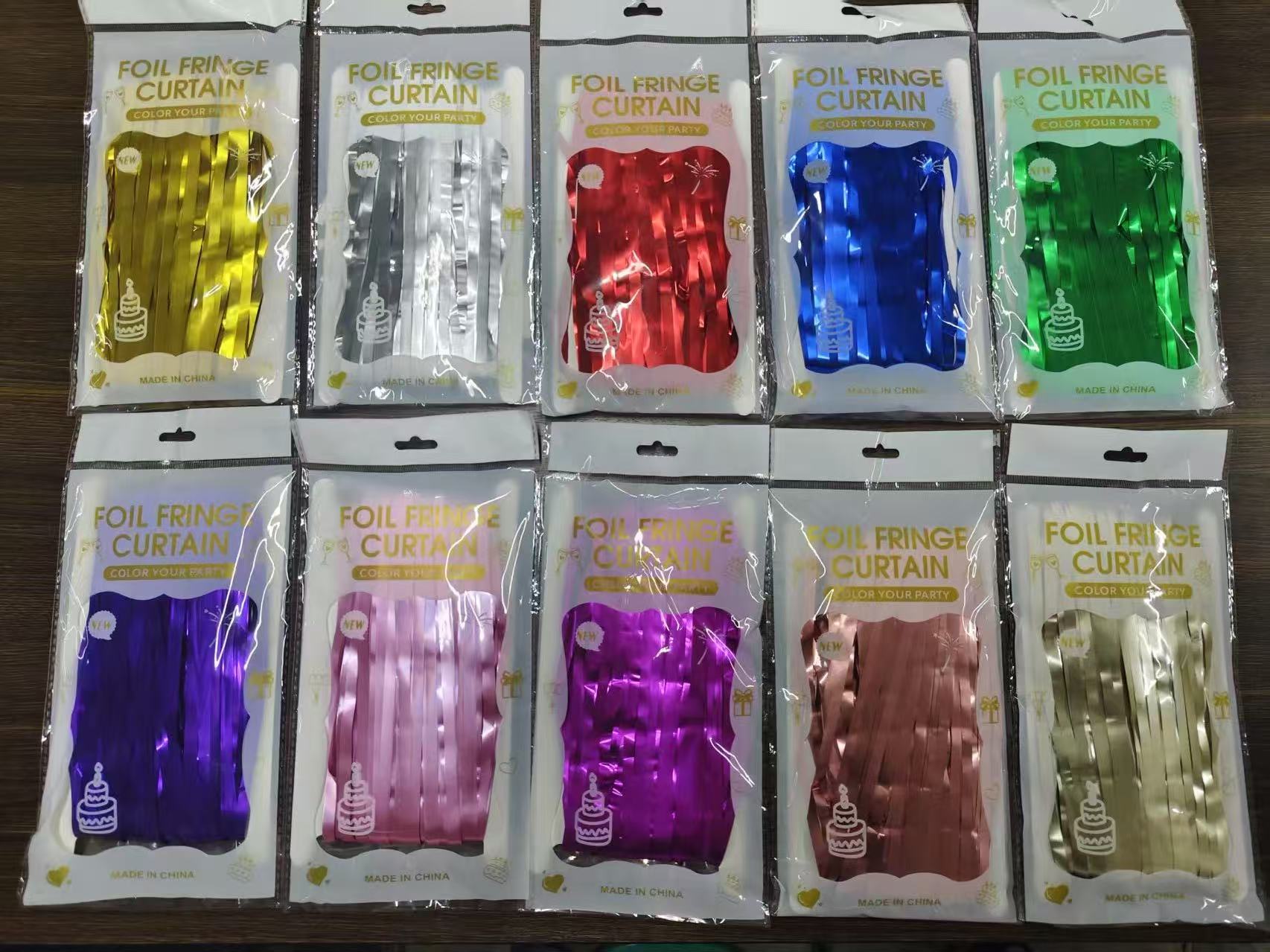 Metallic foil fringe curtain color packs